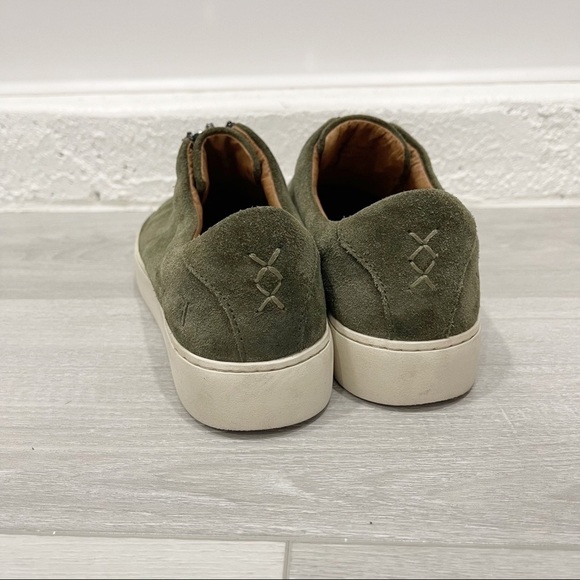 Frye Lena Slip-On Low Top Sneakers Green Suede Zip Front Platform Size 7 - Picture 4 of 9